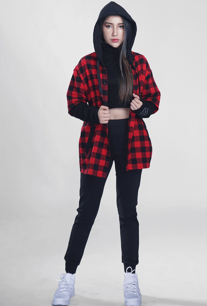 Quote Design Alone Flannel Girl Hoodie