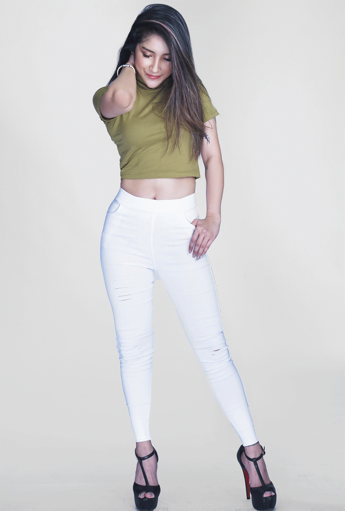 Premium Loop-Cotton Crop Top (ArmyGreen)