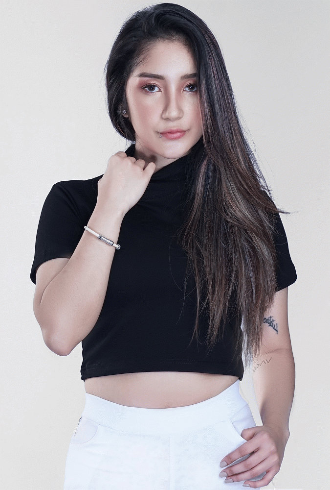 Premium Loop-Cotton Crop Top (Black)