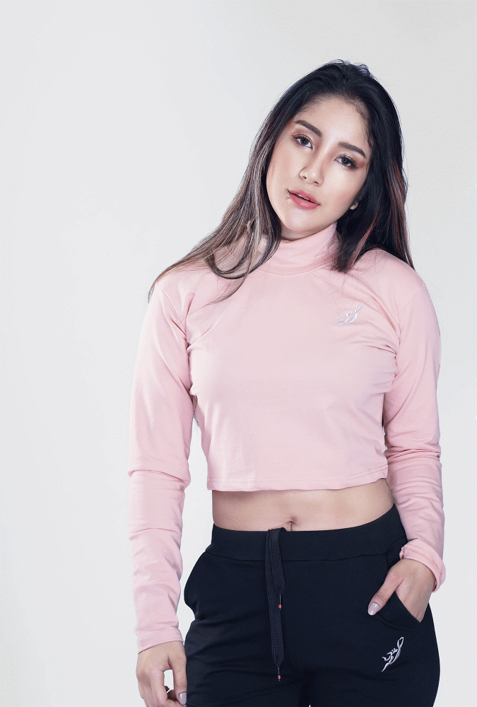 Premium Loop-Cotton Crop Top Long Sleeve (makeup)