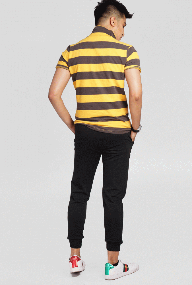 Yellow and Black Stripe turtleneck  T-shirt