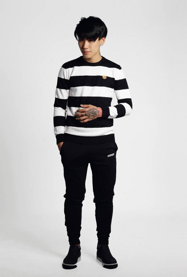 KNIT SWEATER WITH STRIPE MEN (Black)