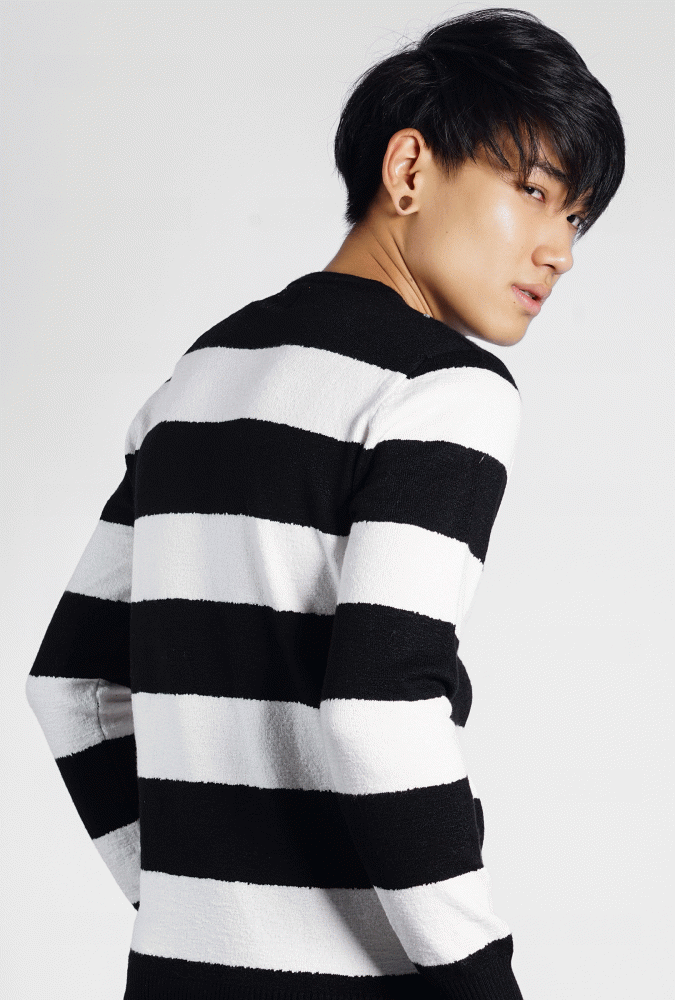 KNIT SWEATER WITH STRIPE MEN (Black)