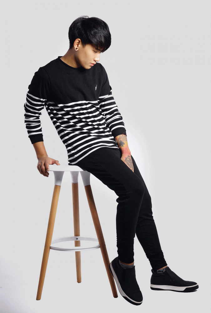 LONG SLEEVED STRIPE T-SHIRT (Black)