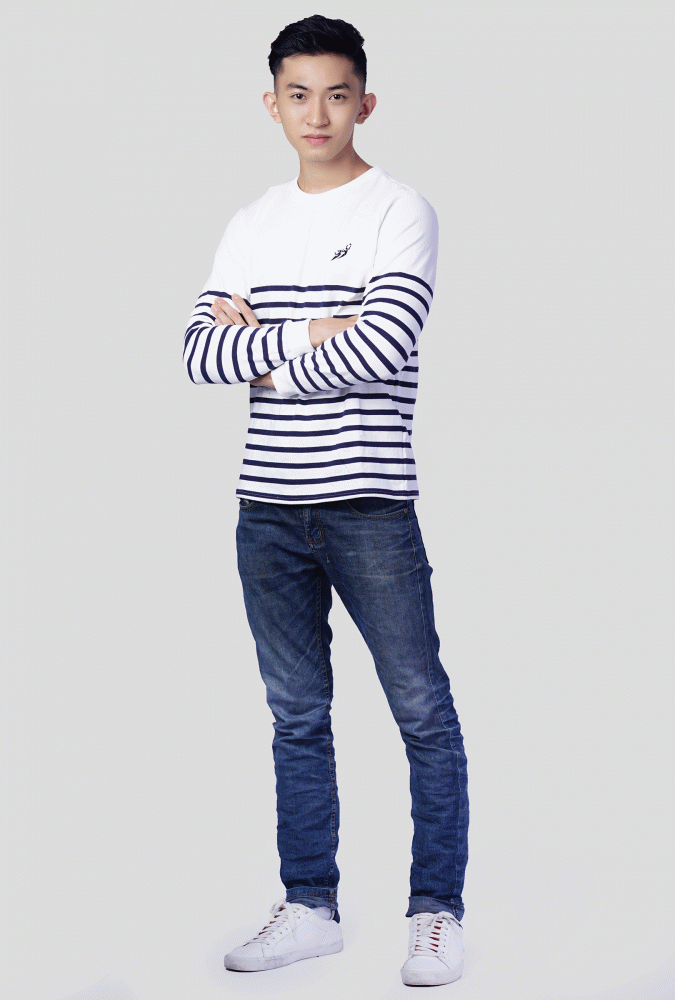 LONG SLEEVED STRIPE T-SHIRT(White)