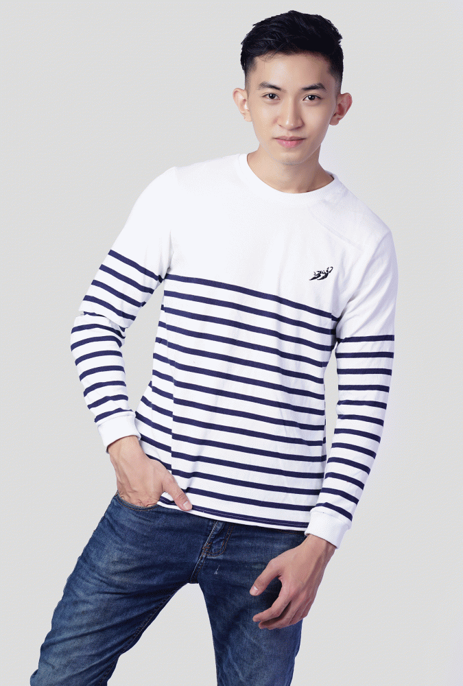 LONG SLEEVED STRIPE T-SHIRT(White)