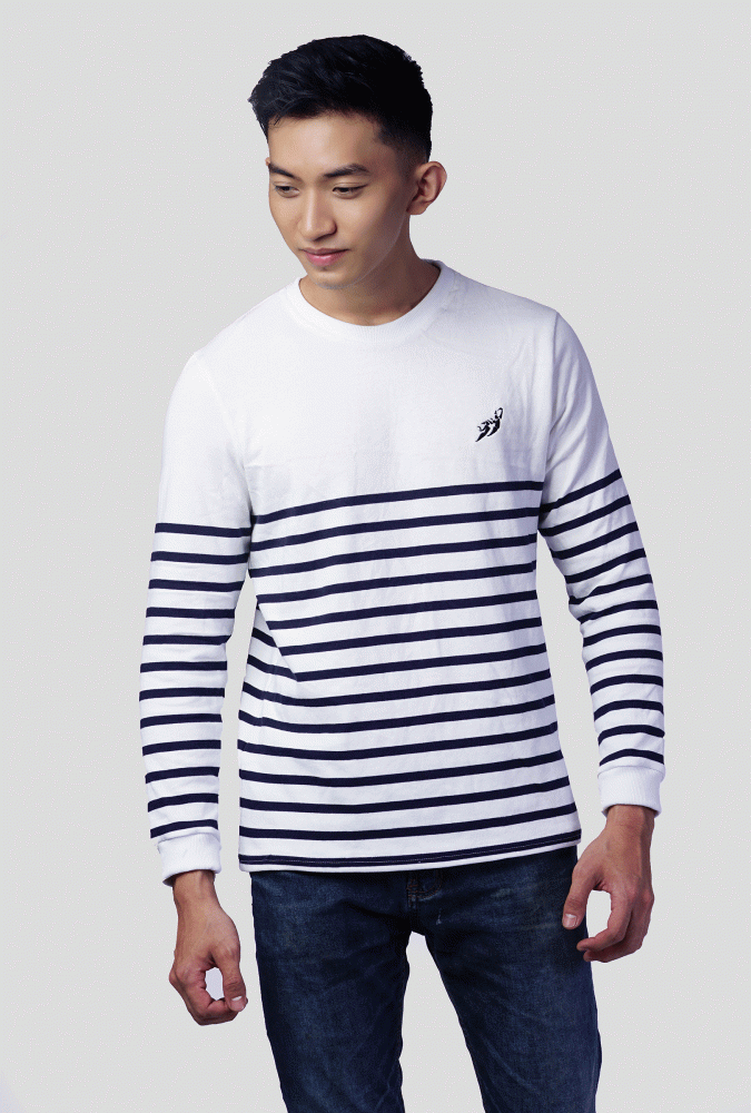 LONG SLEEVED STRIPE T-SHIRT(White)