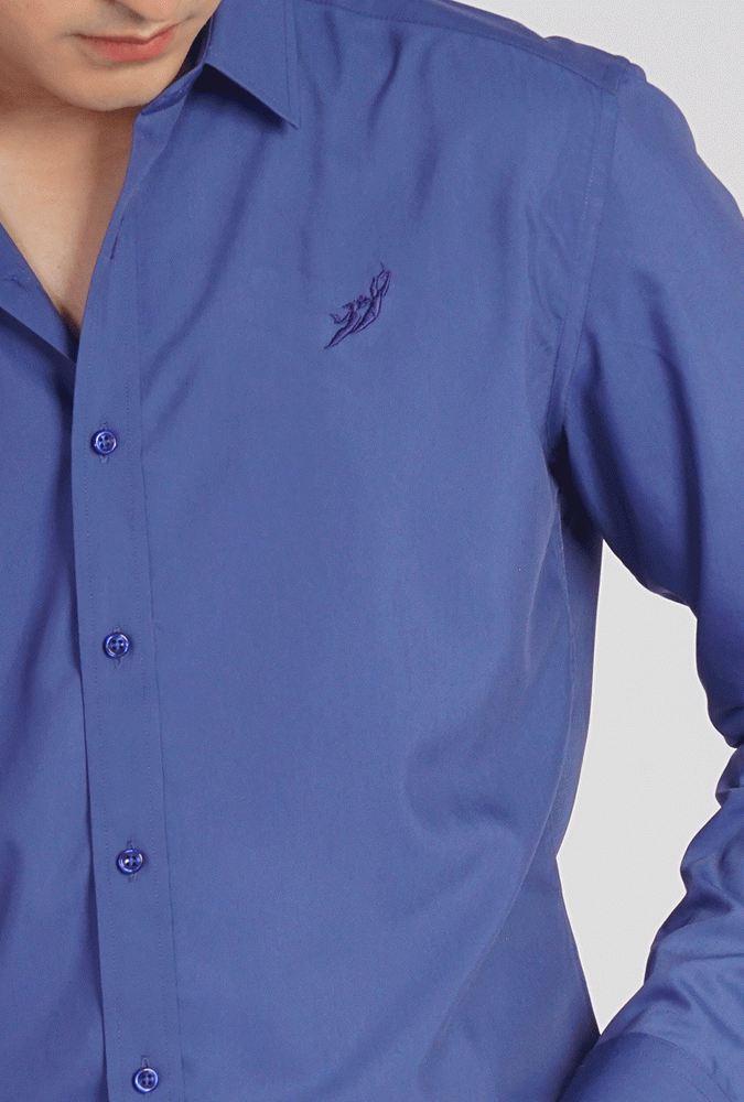 Golden Culture Logo Slim Fit shirt(Blue)