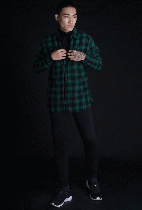 Flannel Black and Green Boy Shirt 