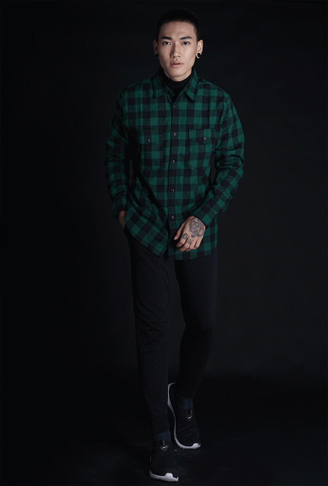 Flannel Black and Green Boy Shirt 