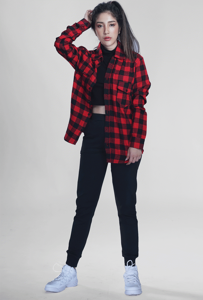 Flannel Black and Red Girl Shirt