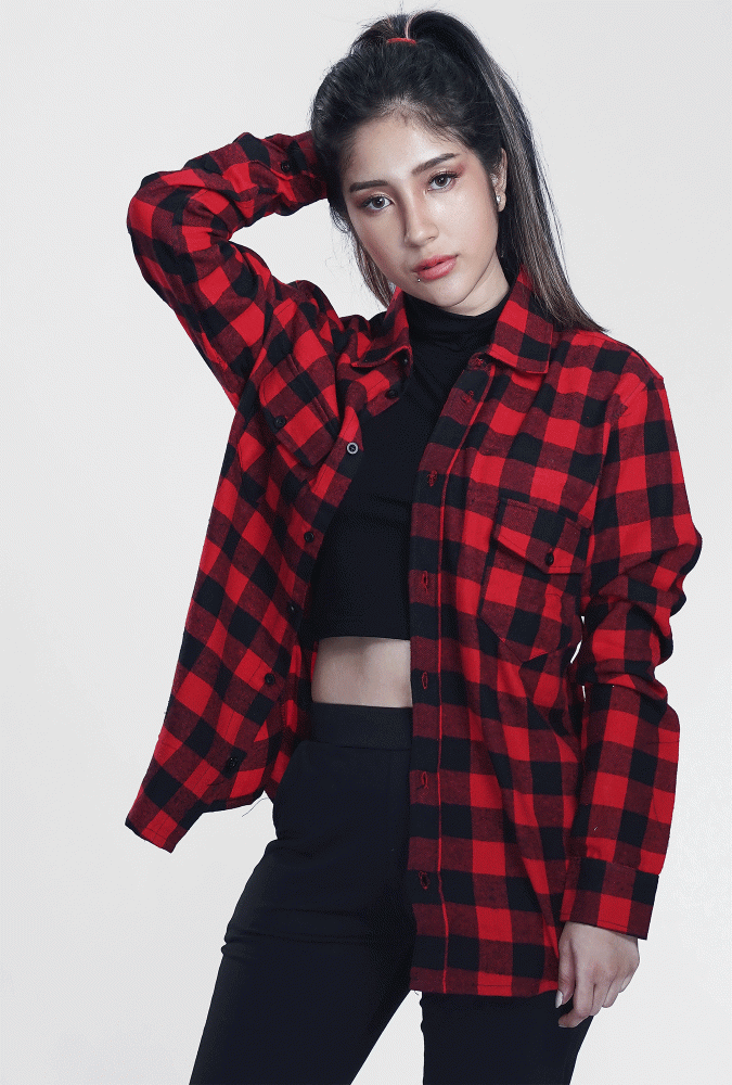 Flannel Black and Red Girl Shirt