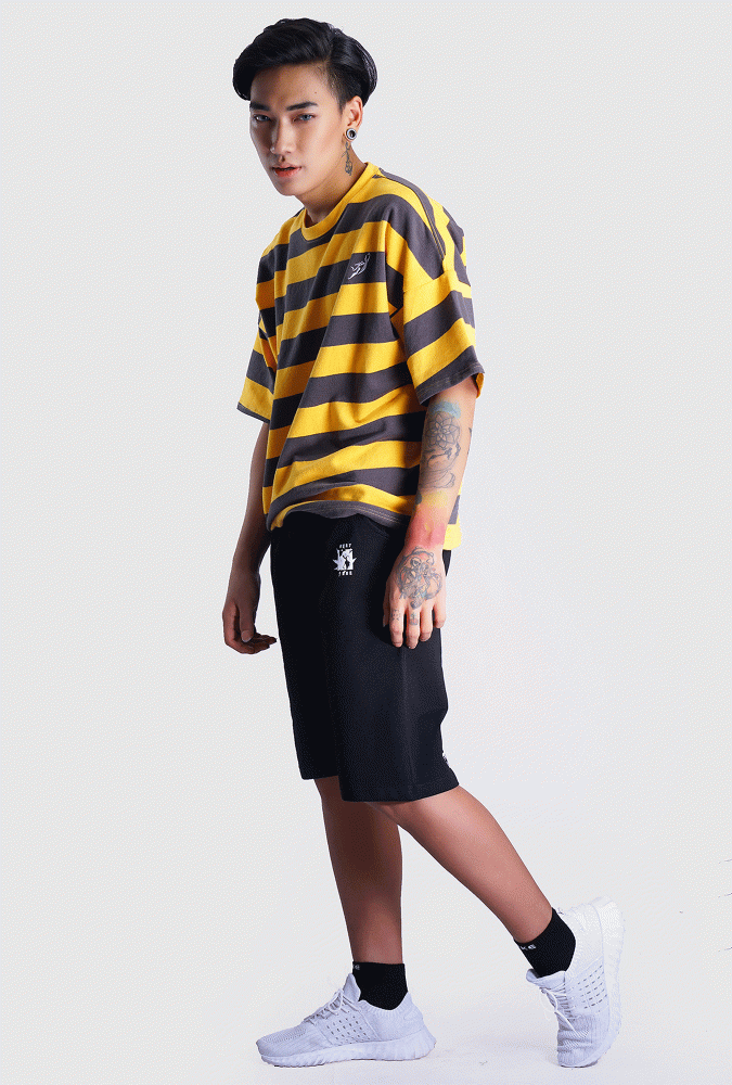 Yellow and Black Stripe Oversized Boy T-shirt