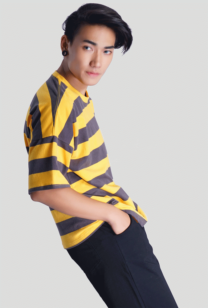 Yellow and Black Stripe Oversized Boy T-shirt