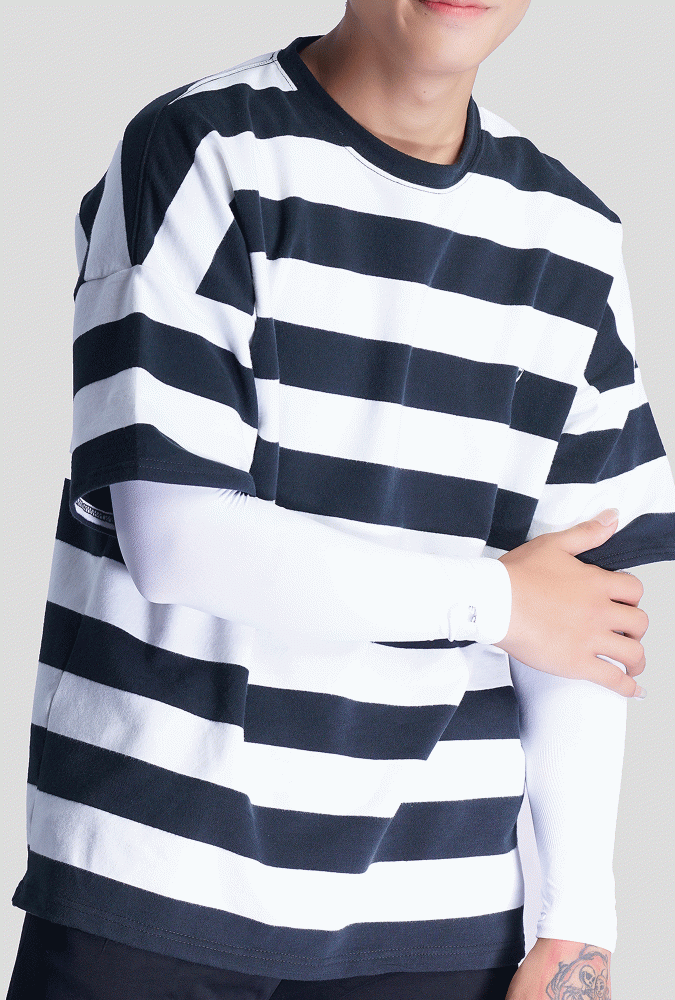 Black and White Stripe Oversize Boy T-shirt