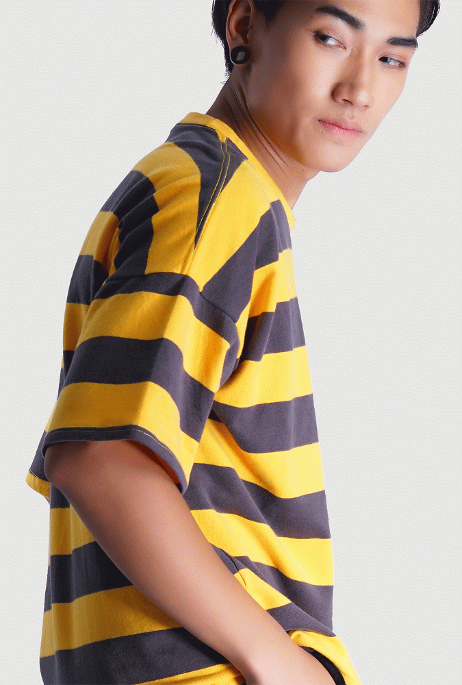 Yellow and Black Stripe Oversized Boy T-shirt