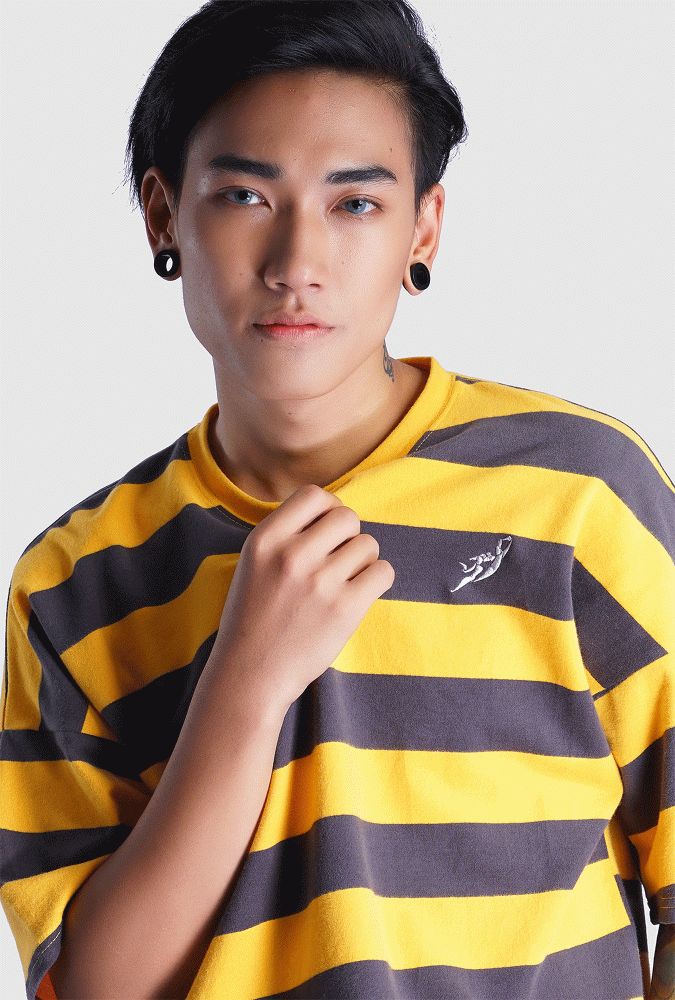 Yellow and Black Stripe Oversized Boy T-shirt