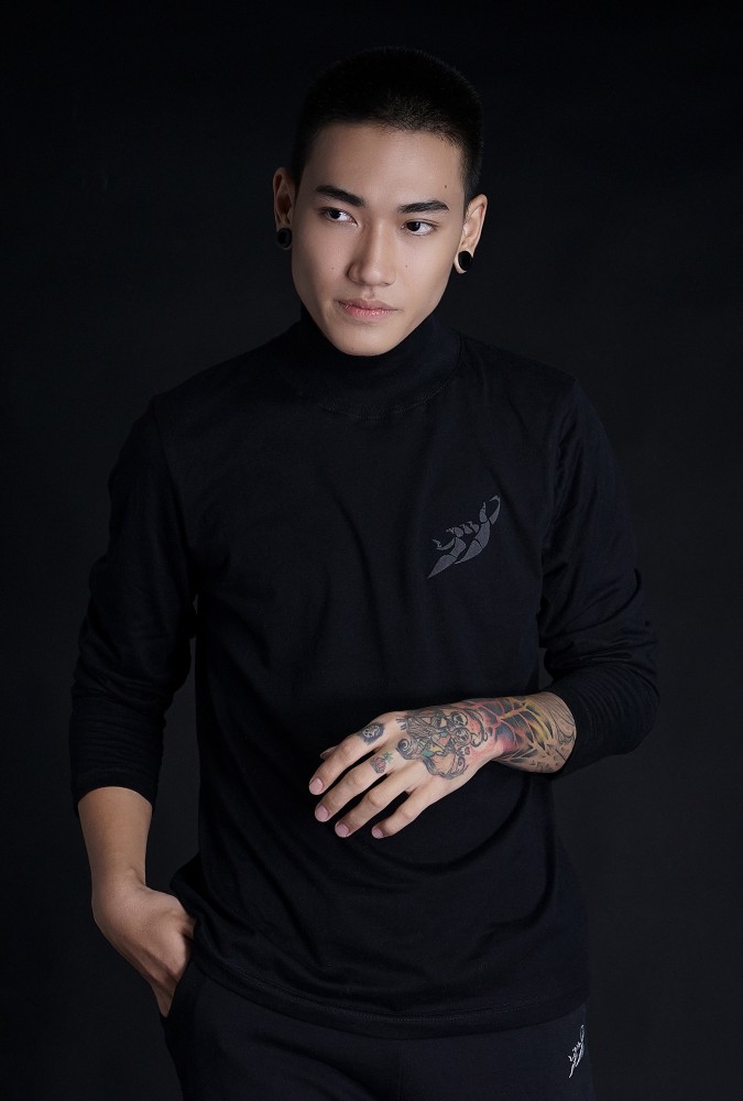 Black Turtleneck Long Sleeve T-shirt