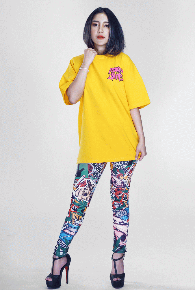 Mary Jane Girl T-Shirt (Yellow) Design 1