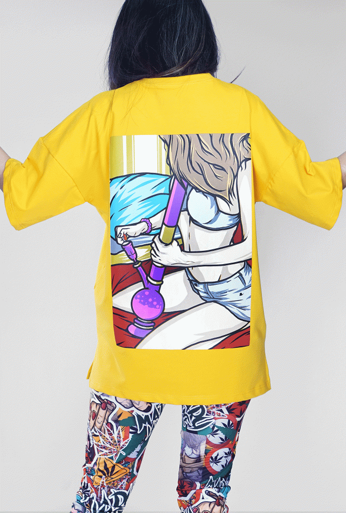 Mary Jane Girl T-Shirt (Yellow) Design 1