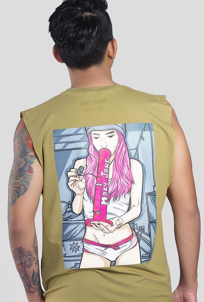 Mary Jane Boy Tank Top  (ArmyGreen) Design 2