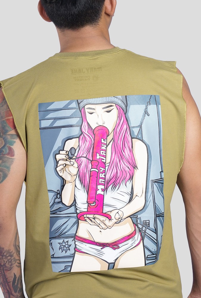 Mary Jane Boy Tank Top  (ArmyGreen) Design 2